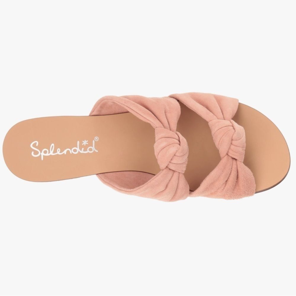 Splendid Barton Dark Blush Knotted Suede Bow Slide Sandal Size 7.5